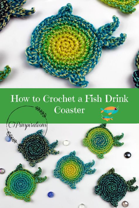 Fish Coasters, Crochet Pot Holders Free Pattern, Crochet Hot Pads, Crochet Fish, Crochet Kitchen, Quilted Table Runners, Crochet Coasters, Crochet Home, Easy Crochet Patterns