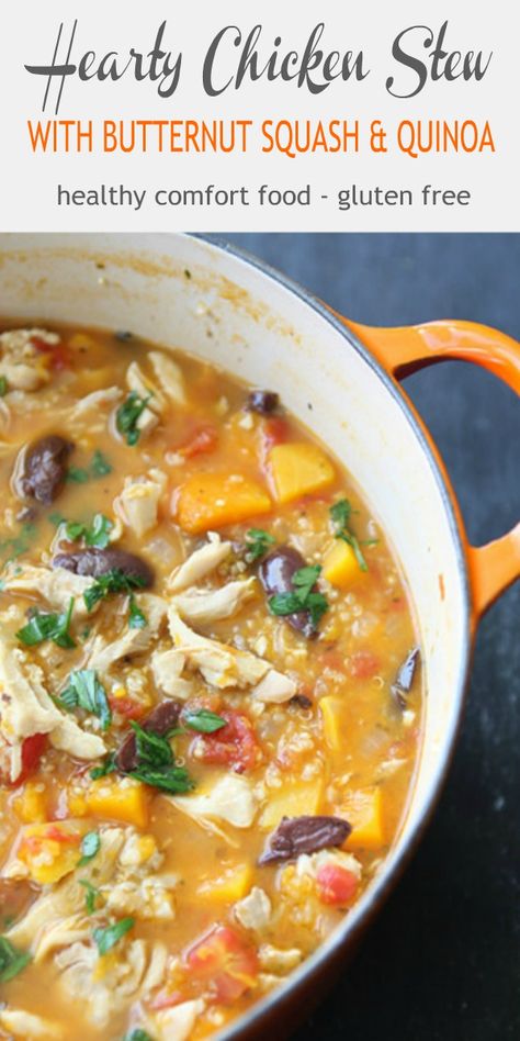 Stew With Butternut Squash, Butternut Squash And Quinoa, Butternut Squash Stew, Healthy Stew, Butternut Squash Quinoa, Chicken Stew Recipe, Clean Eating Soup, Chicken And Butternut Squash, Stew Chicken Recipe