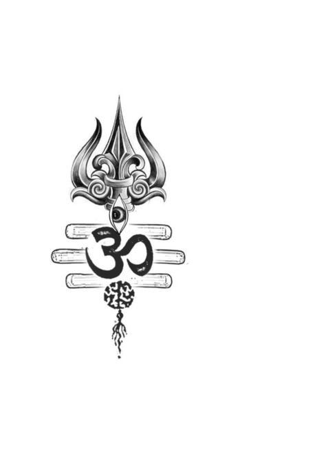 Om And Trishul Tattoo Designs, Shiv Ji Trishul, Indian God Tattoo, Om Namah Shivaya Tattoo, Trishul Tattoo Design, Om Trishul Tattoo, Shiva Trishul, Simple Compass Tattoo, Fingerprint Tattoos