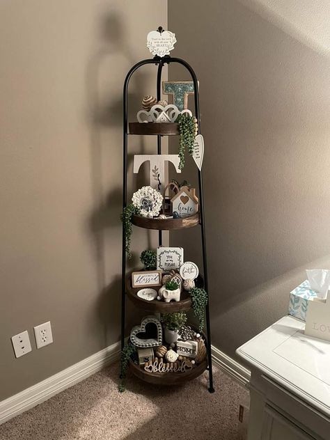 Hobby Lobby Shelf Decor, January Decor, Tiered Shelf, Round Shelf, Shelf Decor Living Room, Tier Shelf, Family Wall Decor, Table Decor Living Room, Christmas Decorations Living Room