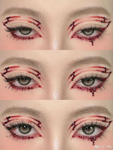 Blood Eye Makeup, Blood Makeup, Gore Makeup, Doll Eye Makeup, Rave Makeup, Magical Makeup, Swag Makeup, Ethereal Makeup, Red Makeup