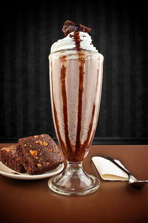 Brownie Shake  | The Chocolate Room | Pune Brownie Shake, Chocolate Shake, Chocolate Brownies, Pune, Champagne Flute, Ice Cream, Yummy Food, Dessert, Cream