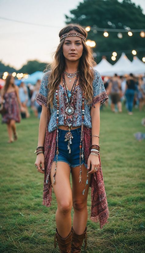 Wonderfruit Outfit, Eclectic Fashion Style Bohemian, Casual Coachella Outfits, Indie Music Festival Outfit, Boho Coachella Outfits, Coachella Outfit Boho, Woodstock Outfit, 60s Fashion Hippie, Hippy Costume