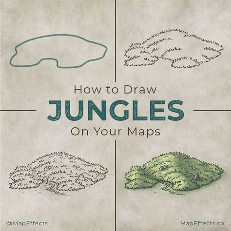 Map Effects Fantasy Map Builder, How To Draw A Forest On A Map, How To Draw Cities On Fantasy Maps, How To Fantasy Map, Own Map Drawing, Ravine Drawing, Dragon Cave Map, How To Draw Jungle, Fantasy Map Painting