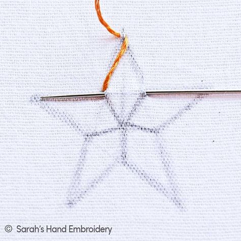 Star Stitch Embroidery Tutorial, How To Embroider A Star By Hand, Hand Embroidery Star Stitch, Star Stitch Embroidery Design, Star Embroidery Designs, How To Embroider A Star, Star Embroidery Stitch, Embroidery Stars Tutorial, Embroider Star