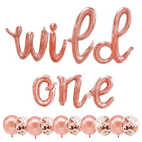 PRICES MAY VARY. Wild One Birthday Decorations Balloons - The quality of the rose gold wild one balloons banner (cursive letter) is top - notch. Extremely easy to inflate and string up. The foil balloons will seal automatically after being inflated, don't requires additional knot. Perfect wild one party supplies balloons for first birthday decorations for girl. It must be so sweet when you look back in the future years. Glitter & Glamour - Unique wild one birthday decorations for boys or girls, Wild One Girls 1st Birthday, Birthday Foods, 1st Birthday Foods, Themes Party, 1st Birthday Balloons, Birthday 1st, Western Birthday Party, Boy Birthday Decorations, Western Birthday