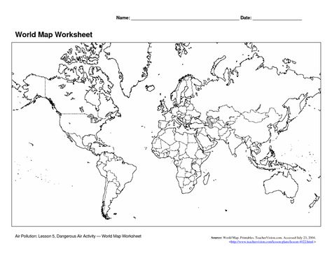 World+Map+Worksheet Map Of Continents, Free Printable World Map, Blank World Map, Memo Format, World Map Outline, World Map Continents, World Quiz, World Map With Countries, Family Worksheets