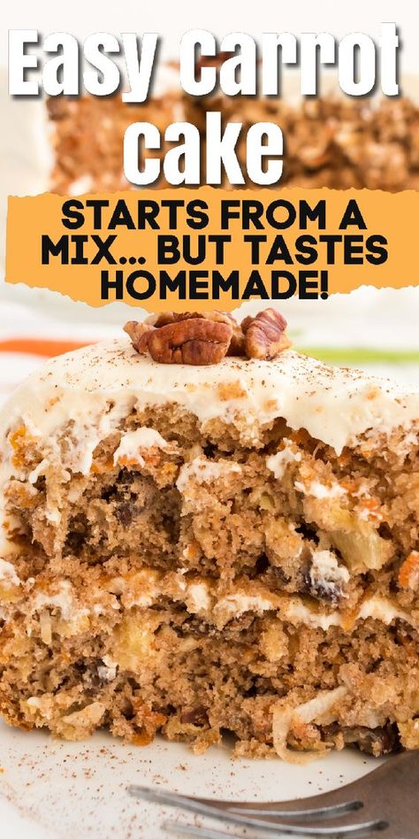 Box Carrot Cake Recipe, Cake Mix Carrot Cake Recipe, Best Carrot Cake Ever, Easy Carrot Cake Recipe, Carrot Cake Recipe Homemade, The Best Carrot Cake, Carrot Cake Bars, Carrot Cake Recipe Easy, Boxed Cake Mixes Recipes