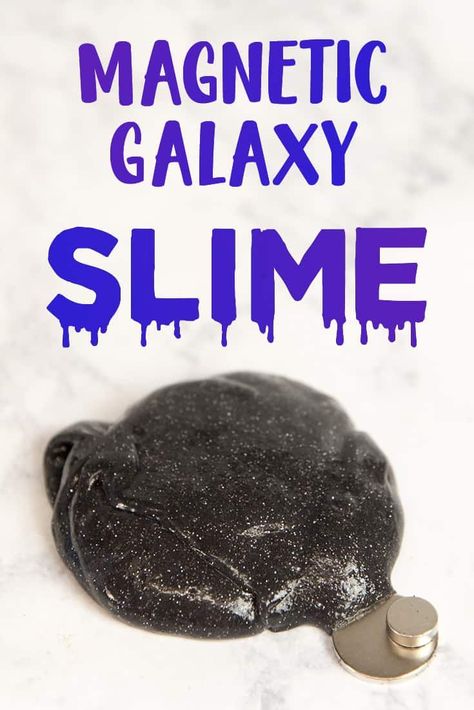 This magnetic galaxy slime is amazing and easy to make with most ingredients on hand; you just need to add iron oxide powder to make the magic happen! Magnetic Slime, Borax Slime, Galaxy Slime, Geeky Craft, Glitter Slime, Geek Life, Slime Recipe, Diy Slime, Science Fair