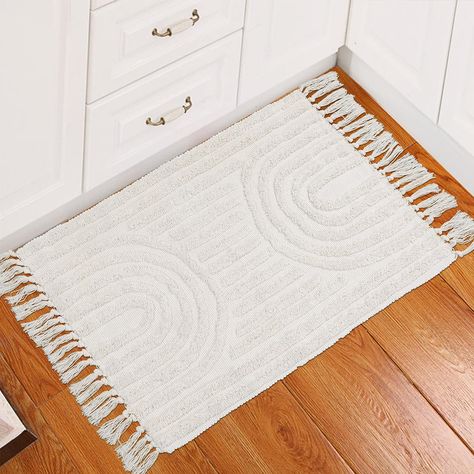 *this pin contains affiliate link Cotton washable rug is a soft and easy-care natural material that you can machine wash, we recommend washing on a cold, gentle cycle with a mild detergent and air drying to minimize shrinking, or use vacuum cleaner. #amazon #amazonfind #kitchen #bathroom #rug #runner #amazonhomefind Boho Bathroom Rugs, Bedroom Laundry Room, Bohemian Kitchen, Cotton Carpet, Geometric Carpet, Carpet Living Room, Bathroom Floor Mat, Bathroom Carpet, Hotel Bed