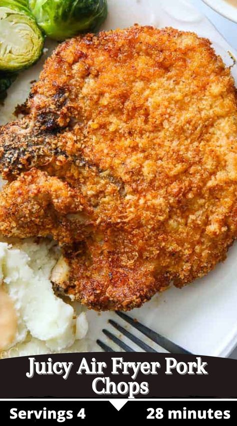 These Juicy Air Fryer Pork Chops are so scrumptious, you’re not going to believe it. They’re juicy on the inside, crunchy on the outside, and a healthy alternative to fried pork chops, too. Air Fry Pork Chops, Air Fryer Recipes Pork, Blackstone Cooking, Air Fryer Pork, Air Fryer Pork Chops, Pork Chop Dinner, Cooks Air Fryer, Fried Pork Chops, Air Fried Food