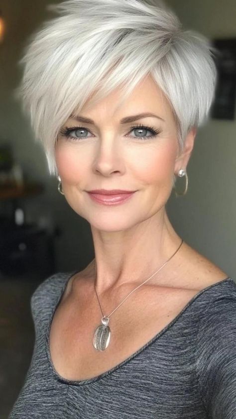 Women Pixie Haircut Short Styles, Very Short Bob With Bangs For Fine Hair, Asymmetric Pixie Haircut, Short Hairstyles For Glasses, Short Stacked Pixie Haircut, White Hair Pixie Cut, Fancy Pixie Hairstyles, Short Women’s Pixie Cut, Women's Short Hairstyle