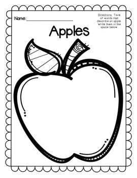 Apple Descriptions Write Simple Sentences, Homeschooling Lessons, Apple Sketch, Apple Week, Bubble Map, Preschool Apple Theme, Apple Kindergarten, Apple Picture, Christian Preschool