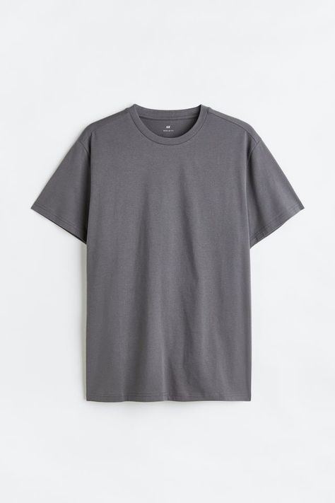 Classic Silhouette, Gray Tshirt, Straight Cut, Dark Gray, H&m, T-shirt, Grey, T Shirt