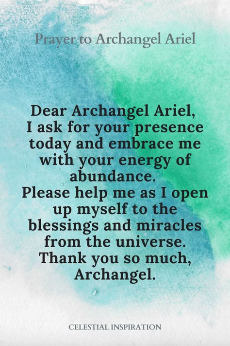 Learn more about Archangel Ariel, the angel of abundance and resources and you will understand how important the role of Archangel Ariel is in your life and you’ll also learn how to connect with her for more abundance and prosperity in your life. How To Connect With Angels, Arch Angel Ariel, Archangels Prayers, Angel Of Abundance, Archangel Raphael Prayer, Archangel Ariel, Prayer For Finances, Arch Angels, Angel Therapy