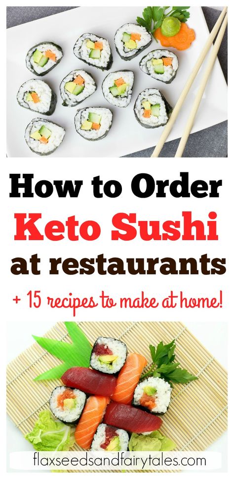 Bariatric Sushi Recipes, Japanese Keto, Keto Sushi Rolls, Sushi Without Rice, Keto Sushi, Sushi Guide, Low Carb Sushi, Keto Restaurant, Sushi Ingredients