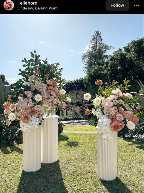 Altar Flowers Wedding, Wedding Columns, Wedding Pillars, Wedding Alters, Forest Theme Wedding, Flower Wall Wedding, Beautiful Weekend, Ceremony Design, Scotland Wedding