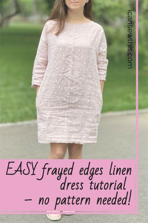 Sew Simple Dress For Women, Simple Tunic Pattern Free, Sew A Dress Without A Pattern, Simple Linen Dress Pattern Free, Simple Dresses To Make, Easy Sew Dresses For Women Free Pattern, Easiest Dress To Sew, Simple Linen Dress Pattern, Free Womens Sewing Patterns