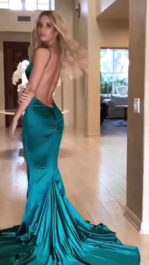 Green Prom Dress Slim Fit, Gala Mermaid Dresses Elegant, Green Prom Dress Long, Bare Back Dress, Dark Green Prom Dresses, Turquoise Prom Dresses, Teal Prom Dresses, Satin Mermaid Dress, Mermaid Formal Gowns