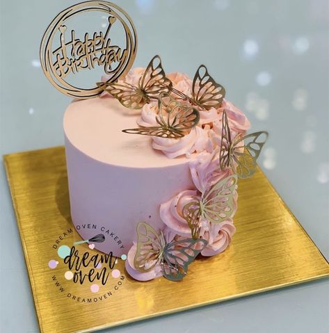 #butterflycake #pinkandgold #cake #birthdaycake 18th Birthday Cake Pink Butterfly, Girly 18th Birthday Cake, Rose Gold Cake With Butterflies, Butterfly Cake Designs Birthday, Cake With Butterfly Decorations, 18th Birthday Cake Butterfly, Butterfly Birthday Cake For Women, Cake Butterfly Design, Pink And Gold Butterfly Cake