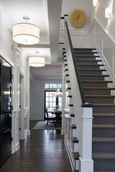 Top 60 Best Hallway Lighting Ideas - Interior Light Fixtures Stairway Lighting Ideas, Hallway Lighting Ideas, Long Foyer, Flush Mount Kitchen Lighting, Hallway Pendant Lighting, Hallway Ceiling Lights, Transitional Staircase, Blitz Design, Entryway Stairs