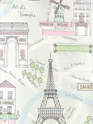 PAJAMA PARTY Dixons Options KJ50204 #paris #kidsroom #wallpaper #childrensbedroom Pink Paris Wallpaper, Paris Nursery, Adventure Wallpaper, Mint Green And Pink, Wallpaper Boulevard, Adventure Branding, Nursery Illustration, Toile Wallpaper, Create A World