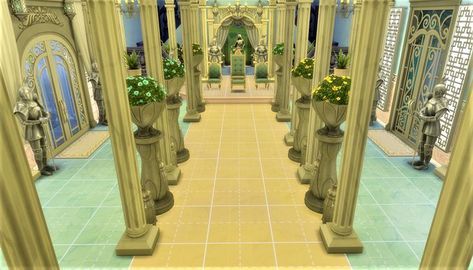 Sims 4 build Sims 4 Throne Room, Royal Room Ideas, Sims 4 Throne, Princess Mansion, Castle Throne Room, Sims 4 Royal, Sims4 Lots, Sims Rooms, Royal Room