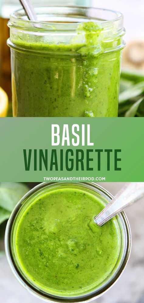 Basil Vinaigrette Dressing, Ensalada Caprese, Basil Vinaigrette, Homemade Cookbook, Basil Recipes, Salad Dressing Recipes Homemade, Homemade Salads, Vinaigrette Dressing, Olive Oils