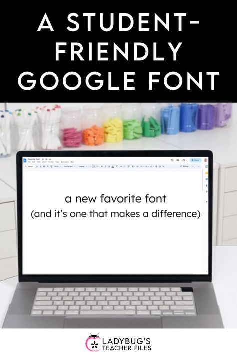 Looking for new google fonts for your teaching? You will love this student-friendly font. Not only is it the perfect font for students but it also has an important purpose. Head to this post to learn more... Google Fonts For Teachers, Google Slides Fonts, Computer Lab Lessons, Google Fonts, Teacher Tech, Spanish Teaching Resources, School Rules, Friends Font, Teacher Technology