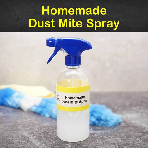 Essential Oil Dust Mite Spray Recipe Up to 10 drops of your favorite essential oil(s) – clove, eucalyptus, peppermint, and rosemary oil work best Water Mites On Humans, Diy Mattress Cleaner, Dust Mite Spray, Dust Mite Allergy, Mattress Cleaner, Diy Sprays, Diy Cans, Diy Carpet, Diatomaceous Earth