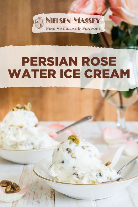 Water Ice Cream, Persian Ice Cream, Persian Desserts, Rose Ice Cream, Ice Cream Maker Recipes, Rose Recipes, Chocolate Roses, Homemade Ice Cream Recipes, Water Ice