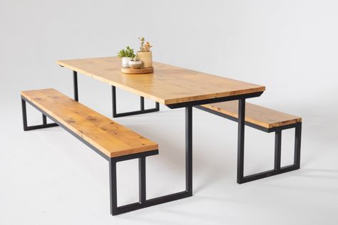 Introducing the Modern Picnic Table — Arbor Exchange Modern Picnic Table, Porch Sitters, Restaurant Table Design, Metal Picnic Tables, Kursi Outdoor, Garden Chairs Design, Diy Picnic Table, Cafe Idea, Chair Design Wooden