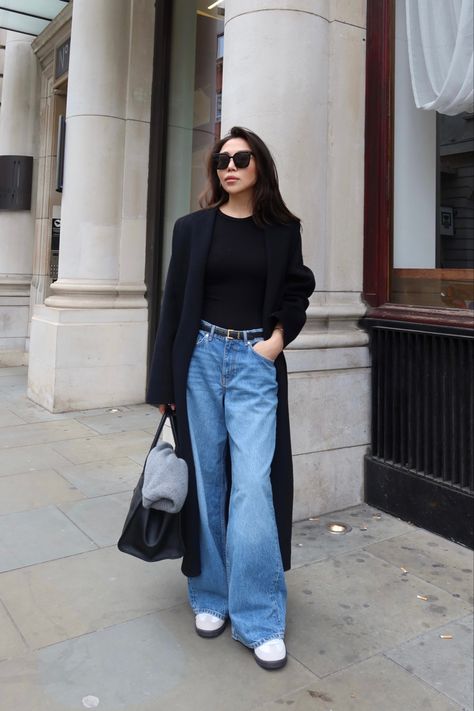 Wide Long Jeans Outfit, Baggy Jeans Outfit Winter, Venus Core, Wide Leg Jeans Winter, Wide Jeans Outfit, How To Make Jeans, Galaxy Stuff, Camel Coat Outfit, Wide Leg Jeans Outfit