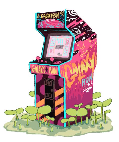 Objects Illustration, Game Arcade, Real Eyes, Arcade Game Machines, Animation Inspiration, Props Concept, Artwork Inspiration, American Graffiti, Retro Robot