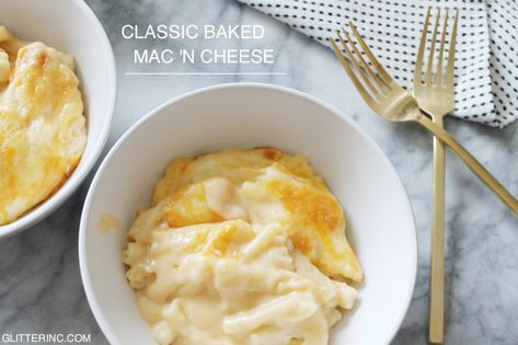 Baked Macaroni and Cheese in a Bechamel Sauce {Recipe} - Glitter, Inc. Bechamel Mac And Cheese, Bechamel Sauce Mac And Cheese, Bechamel Sauce Recipe, Homemade Macaroni And Cheese, Baked Macaroni And Cheese, Toast In The Oven, Thanksgiving 2024, Best Mac, Baked Mac N Cheese