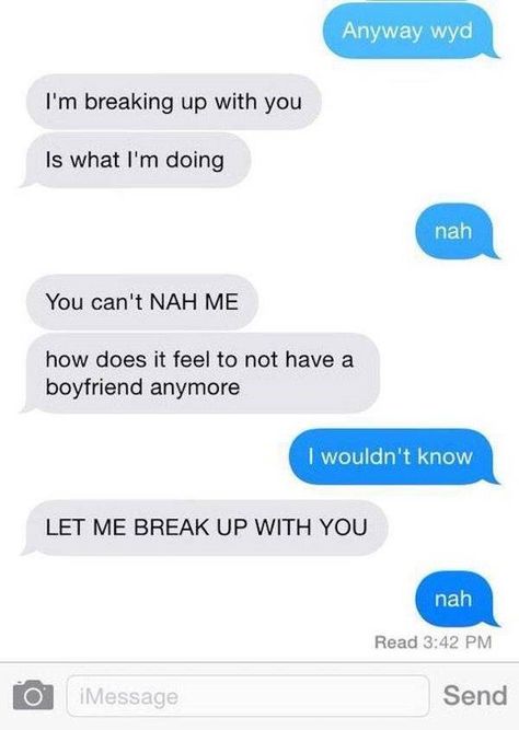 Twenty-Four Breakup Memes For Those On The Rebound - Memebase - Funny Memes Funny Boyfriend Texts, Funny Breakup Texts, Annoying Girlfriend, I Only See You, Breakup Memes, Funny Text Messages Fails, Break Up Texts, Funny Couples Texts, Text Message Fails