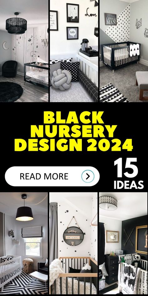 A gender-neutral palette takes center stage with the nursery room design's black theme for 2024, providing an adaptable backdrop for growth and imagination. Furnishing the space with a versatile black crib, accented by timeless colors like white and beige, the room promises to evolve along with your child. Black And White Modern Nursery, Gender Neutral Nursery Black Crib, Black And White Nursery Ideas, Black Baby Room Nurseries, Black And Cream Nursery, Black And Neutral Nursery, Black White And Grey Nursery, Black And Beige Nursery, Nursery With Black Furniture