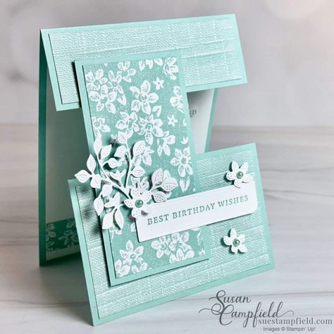 Designer Paper Cards, Fancy Fold Card Tutorials, Gatefold Cards, Simple Birthday Cards, Homemade Birthday Cards, Hand Made Greeting Cards, Birthday Cards For Women, Fun Folds, Card Folds