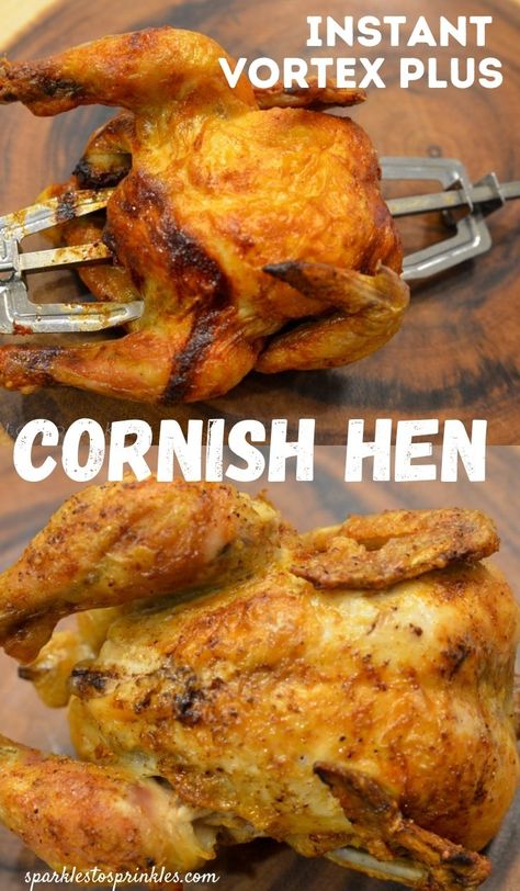 This Instant Vortex Plus Cornish Game Hen recipe is incredibly easy to make and is packed with so much flavor. You will fall in love with the crispy outside with the moist tender inside. Cooking your cornish hen in the Instant Vortex Plus gives you a perfectly roasted game hen every single time. Pin for later! Cornish Hen Recipes Oven, Game Hen Recipes, Cornish Game Hen Recipes, Roasted Cornish Hen, Cornish Hen Recipe, Easy Roast, Game Hens, Cornish Hen, Cornish Game Hen