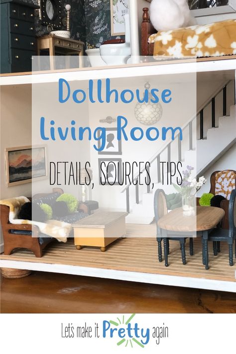 Diy Dollhouse Living Room, Dollhouse Living Room Ideas, Miniature Living Room, Dollhouse Entryway, Living Room Dollhouse, Living Room Miniature, Dollhouse Addition Diy, Victorian Dollhouse Furniture, Dollhouse Living Room Furniture