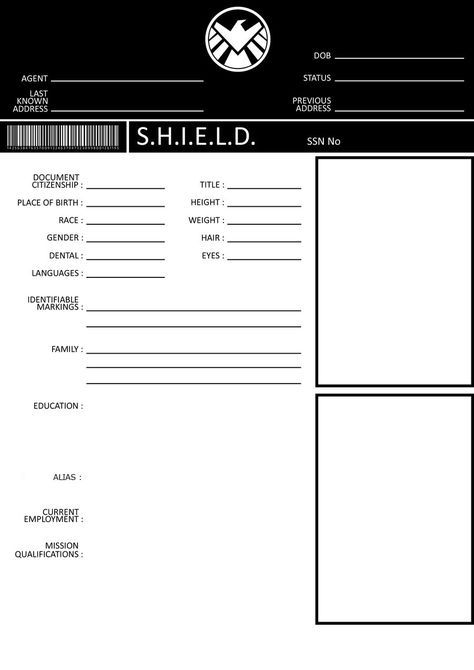 Character file template - SHIELD file S.h.i.e.l.d. Files Template, S.h.i.e.l.d. Files, S.h.i.e.l.d Aesthetic, Oc Form, Shield Files, Marvel Diy, Marvel Shield, Avengers Shield, Marvel Agents Of Shield