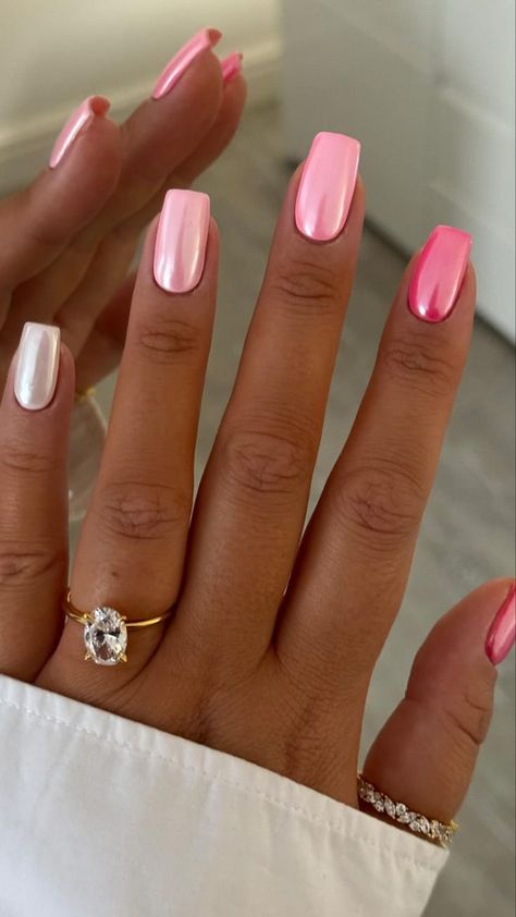 Pink Holiday Nails Summer, Summer Holiday Nails 2024, Nail Inspiration Summer 2024 Square, Paznokcie Hello Kitty, Biab Nails, Pink Chrome Nails, Sculptured Nails, Chrome Nails Designs, Special Nails