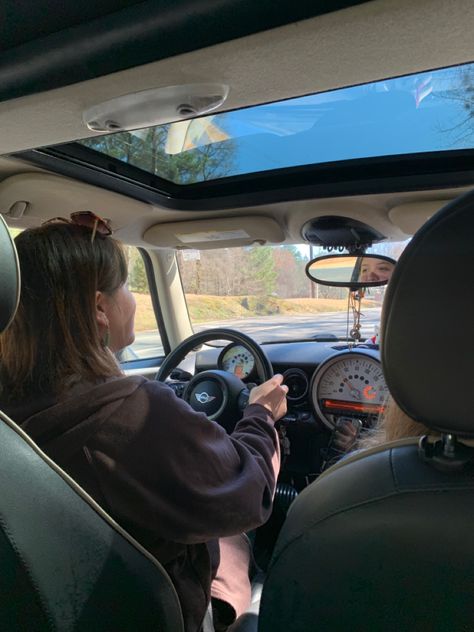 Car Mini Aesthetic, Mini Cooper 4 Door Aesthetic, My Own Car Aesthetic, Used Car Aesthetic, Mini Copper Aesthetics, Manual Car Aesthetic, Mini Cooper Aesthetic Interior, Car Trip Aesthetic, Driving Mini Cooper