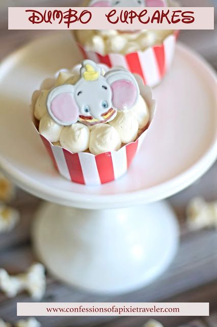 Dumbo Cupcakes Dumbo Cupcakes, Dumbo Cake, Vanilla Bean Cupcakes, Baby Dumbo, Kids Cookbook, Recipe Generator, Edible Paint, Butter Popcorn, Baby Shower Desserts