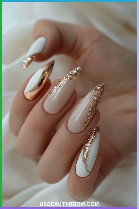 Diy Valentine's Nails, Graduation Nails, Romantic Nails, Nail Designs Valentines, Smink Inspiration, Gold Nail, French Nail Designs, Glamorous Nails, Makijaż Smokey Eye