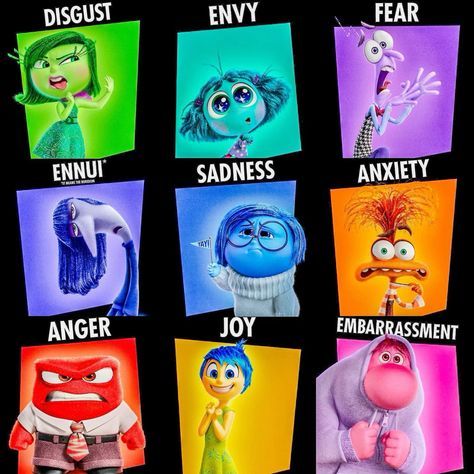 Inside Out All Emotions, Inside Out Characters Names, Joie Vice Versa, Inside Out New Emotions, Inside Out 2 Painting, Inside Out Two Characters, Disney Inside Out Characters, Inside Out 2 Characters New, Inside Out 2 Emotions