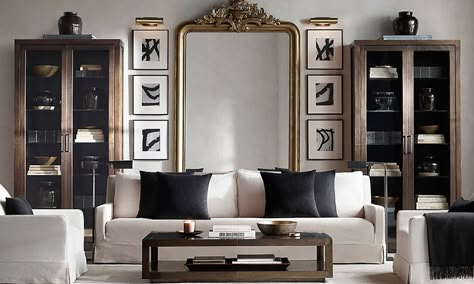 Restoration Hardware — MODEDAMOUR Rh Living Room, Restoration Hardware Living Room, Restauration Hardware, Masculine Living Rooms, Furnitur Ruang Keluarga, Living Room Furniture Layout, Living Room Diy, Living Room Decor Apartment, Living Room Inspo