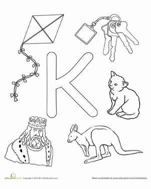 Help your preschooler learn the alphabet and practice letter K sounds all while having fun and coloring! Letter K Preschool, Letter K Crafts, Preschool Reading, Abc Coloring Pages, Abc Coloring, Alphabet Crafts, Preschool Letters, Letter Activities, Handwriting Worksheets