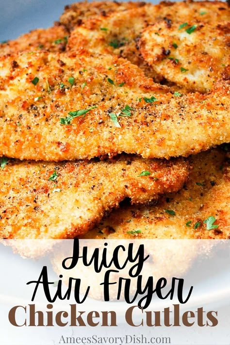 Breaded Cutlets, Air Fryer Chicken Cutlets, Bread Cutlet, Fried Breaded Chicken, Fried Chicken Cutlets, Breaded Chicken Recipes, Chicken Cutlet Recipes, Breaded Chicken Cutlets, Chicken Cutlet