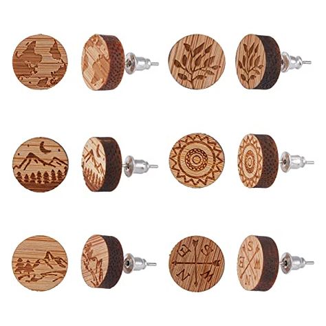 Map Mountains, Laser Engraved Earrings, Paisley Earrings, Wood Stud Earrings, Laser Cut Wood Earrings, Wood Earrings Stud, Earring Kit, Wood Studs, Jewelry Making Kit